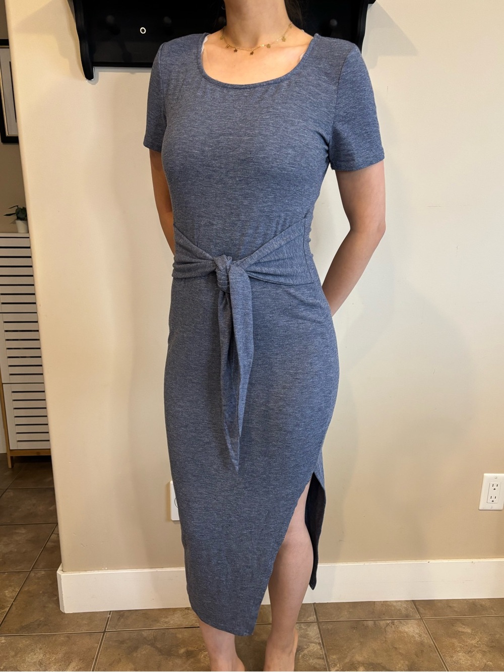 Tie-Waist Sexy Casual Midi Dress